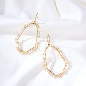 Alicia Bonnie Gold Geometric Asymmetrical CZ Sparkly Statement Drop Earrings